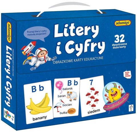 Karty literki i cyferki obrazkowe karty edukacyjne Adamigo Adamigo