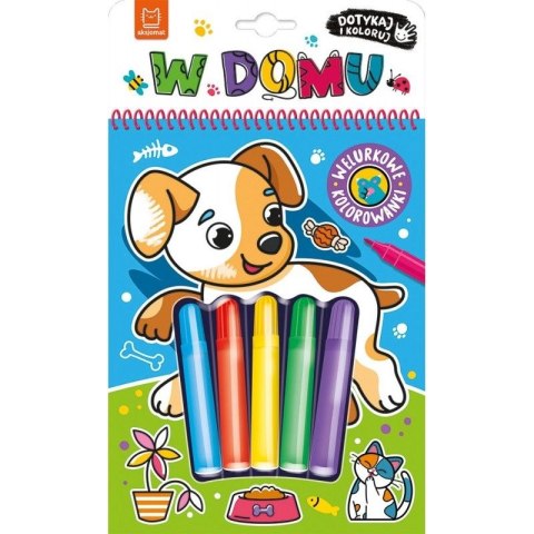 Książka dla dzieci Dotykaj i koloruj! W domu. Welurkowe kolorowanki Aksjomat Aksjomat