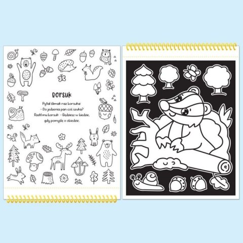 Książka dla dzieci Dotykaj i koloruj! W lesie. Welurkowe kolorowanki Aksjomat Aksjomat