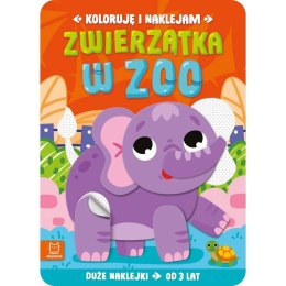 Książka dla dzieci Koloruję i naklejam. Zwierzątka w zoo. Duże naklejki od 3 lat Aksjomat Aksjomat