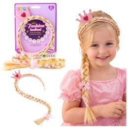 Opaska Z Długim Warkoczem Różowa Wstążka Diamenty Korona 50 cm Lean (28041) Lean