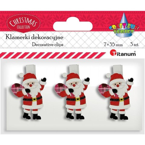 Ozdoba drewniana Craft-Fun Series klamerki XMAS Mikołaje Titanum (AQE19118-5) Titanum