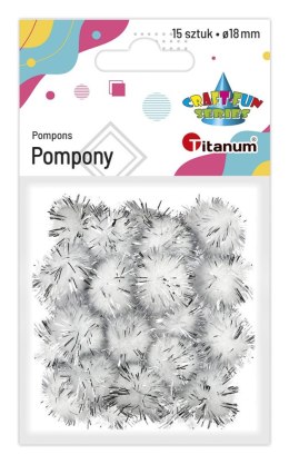 Pompony Craft-Fun Series brokatowe białe 15 szt Titanum (338524) Titanum