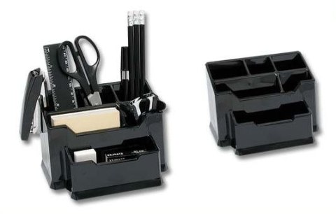 Przybornik na biurko czarny plastik Sdm Sdm