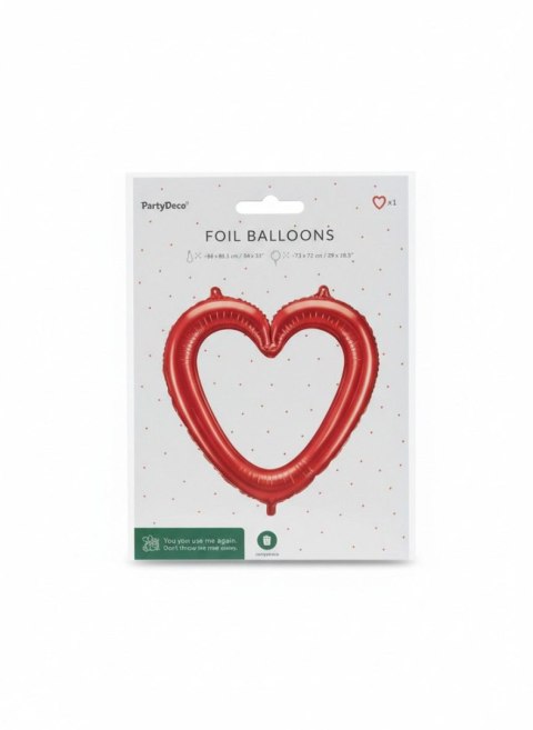 Balon foliowy Serce ramka, 86x83.5 cm, czerwony Partydeco (FB207P-007) Partydeco