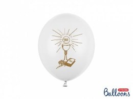 Balon gumowy I Komunia Święta, P. White biały 270mm Partydeco (SB12P-109Z-008-6) Partydeco