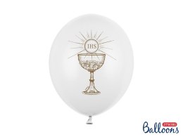 Balon gumowy IHS, Pastel Pure White biały 300mm Partydeco (SB14P-111-008-6) Partydeco