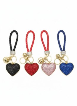 Brelok cyrkonie serce metalowe, mix kolorów