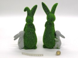 Figurka zając flokowany z królikiem 23cm One Dollar (237841) One Dollar