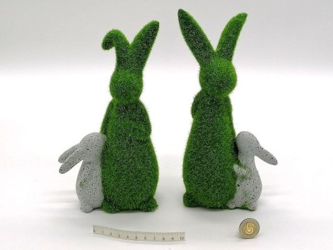 Figurka zając flokowany z królikiem 23cm One Dollar (237841) One Dollar