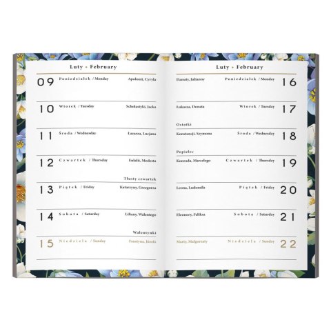 Kalendarz książkowy (terminarz) miękka oprawa FLOWERS A6 Interdruk (64 stony) Interdruk