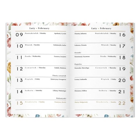 Kalendarz książkowy (terminarz) miękka oprawa FLOWERS A6 Interdruk (64 stony) Interdruk