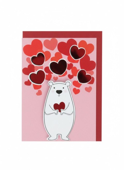 Kartka składana B6 Karnet B6 Walentynki biały mis Henry (5907465667142) Henry