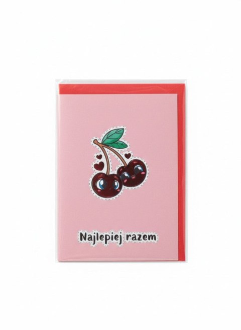 Kartka składana B6 Karnet B6 Walentynki wisienki Henry (5905701483754) Henry