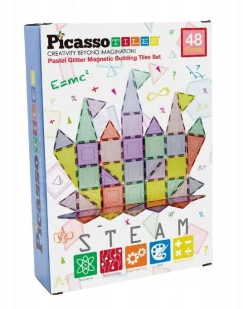 Klocki magnetyczne PICASSO TILES Zestaw 48 Elementów Orbico Sp. Z O.o. (PTJ48) Orbico Sp. Z O.o.