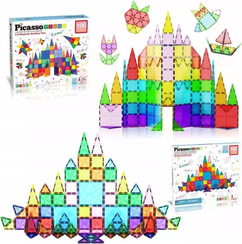 Klocki magnetyczne PICASSO TILES Zestaw Diamentowy 100 Elementów Orbico Sp. Z O.o. (PTM100) Orbico Sp. Z O.o.