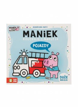 Książka dla dzieci Maniek koloruje i nakleja. Pojazdy Zielona Sowa Zielona Sowa
