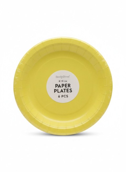 Talerz jednorazowy żółty papier śr. 180mm 6 szt Partydeco (TPP90-084) Partydeco