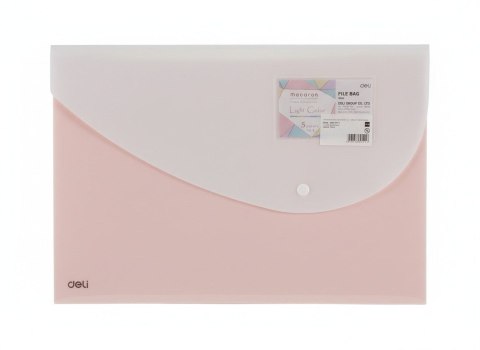 Teczka plastikowa na zatrzask MACARON 5905658800116 A4 różowy Deli (E5506_PINK) Deli
