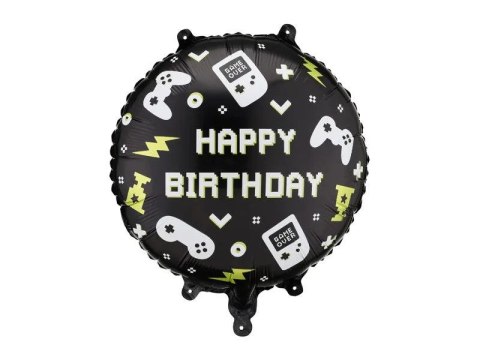 Balon foliowy pastylka Happy Birthday, 35x35 cm 18cal Partydeco (FB344) Partydeco