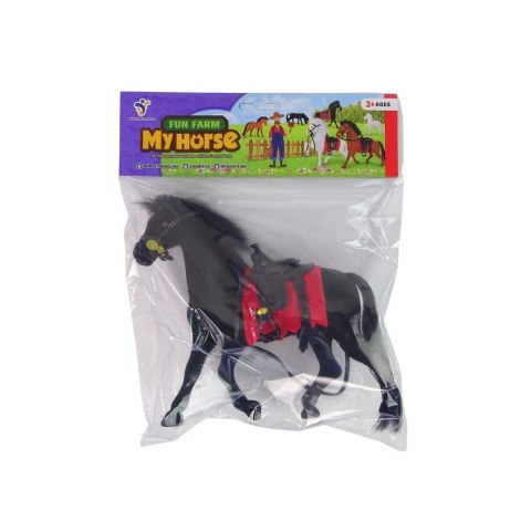 Figurka koń flokowany czarny 17cm Lean (13379) Lean