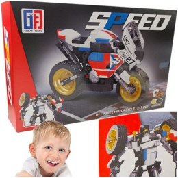 Klocki konstrukcyjne MOTOCYKL MOTOR ROBOT BIAŁY 2w1 217 ELEMENTÓW Rastar (23583) Rastar