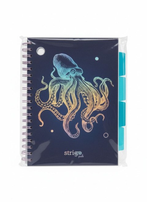 Kołozeszyt (kołonotatnik) B5 GŁEBINY granatowy Ośmiornica 100k. 80g krata Strigo (PADS051) Strigo