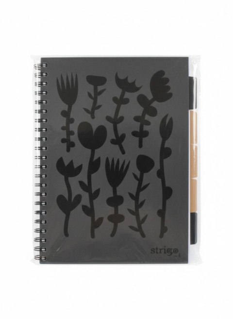 Kołozeszyt (kołonotatnik) A4 PADS FLORAL CZARNY 100k. 80g krata Strigo (PADS042) Strigo