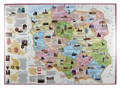 Podkład na biurko mappuzzle Mapa Polski regiony mix PVC PCW Demart Demart
