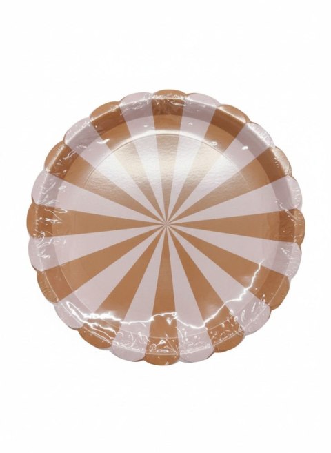Talerz jednorazowy Paski karton śr. 210mm 6 szt Partydeco (TPP92) Partydeco