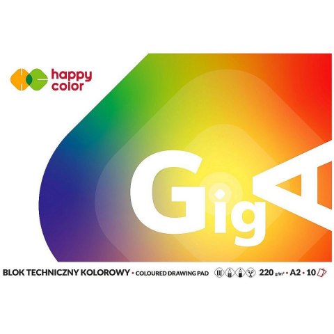 Blok techniczny A2 mix 220g 10k Happy Color (HA 3722 4060-09) Happy Color