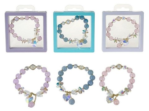 Bransoletka śred.6cm, rozciągliwa, szklane koraliki z metalowymo elementami, w ozdobnym pudełku Adar (607163) Adar