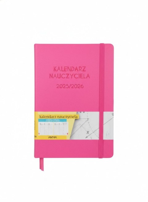 Kalendarz książkowy (terminarz) Nauczyciela różowy A5 Antra (2025/2026) Antra