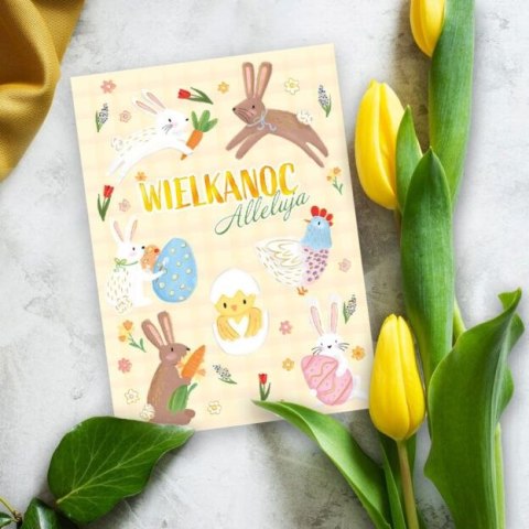 Kartka składana B6 Wielkanoc B6 zajączki Henry (5908451984885) Henry