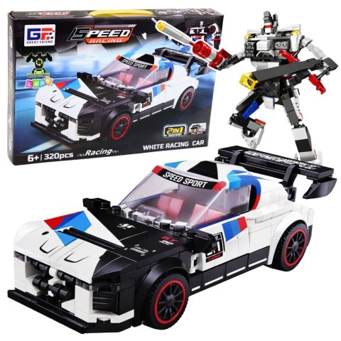 Klocki konstrukcyjne Samochód Sportowy Robot 2W1 Biały 320 el. Lean (29053) Lean