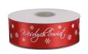 Wstążka Craft-Fun Series satynowa satynowa z nadrukiem Wesołych Świąt 25 czerwona Titanum (25/25YRED) Titanum
