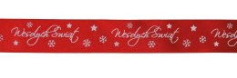 Wstążka Craft-Fun Series satynowa satynowa z nadrukiem Wesołych Świąt 25 czerwona Titanum (25/25YRED) Titanum