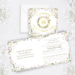 Zaproszenie KW Komunia kielich w kwiatach Henry (5908451982294) Henry