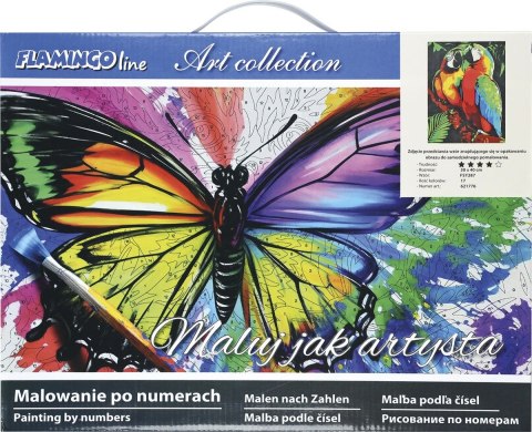 Zestaw kreatywny Malowanie po numerach 30x40cm Papugi Flamingo Line (FSY287) Flamingo Line