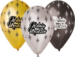 Balon gumowy W dniu urodzin metalizowany 6 szt Godan (GMS110/WDU) Godan