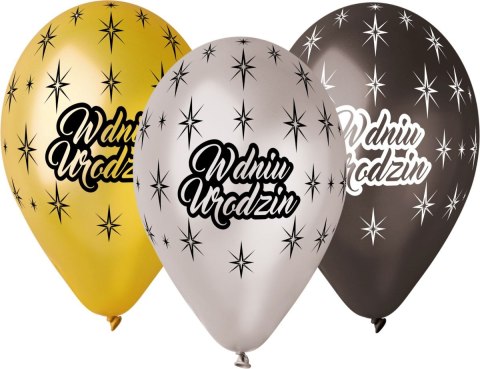 Balon gumowy W dniu urodzin metalizowany 6 szt Godan (GMS110/WDU) Godan