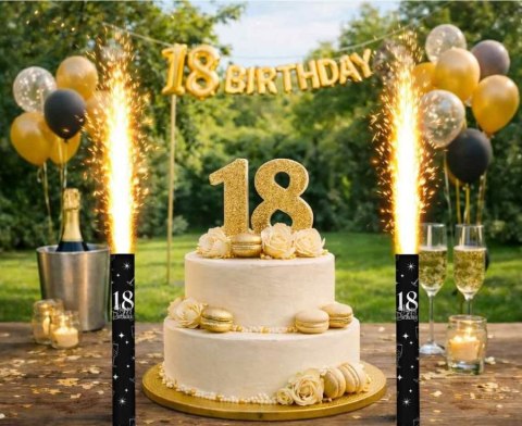 Fontanna tortowa ,,18'' Urodziny 12 cm/ 1 szt., czarne Godan (KZ-FTZ1/8) Godan