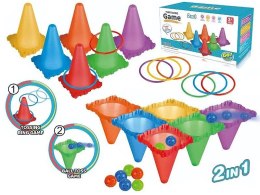 Gra zręcznościowa zestaw do gier plenerowych, 18 części, 6 pachołków, 6 piłeczek i 6 ringów Adar (631878) Adar