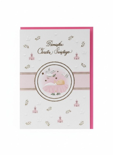 Kartka składana A5 A5 CHRZEST Różowy Henry (5908451983895) Henry