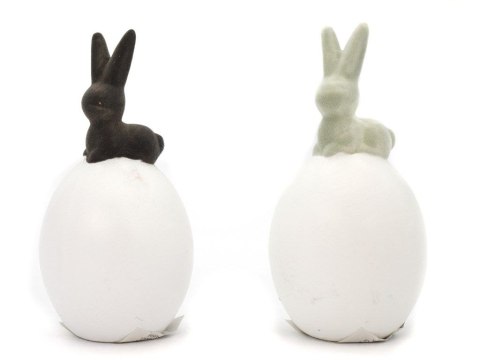 Ozdoba wielkanocna aksamitne jajko z zającem 15cm One Dollar (358768) One Dollar