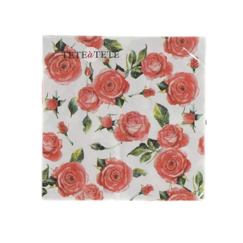 Serwetki Rose Style biało-czerwony bibuła [mm:] 330x330 Paw (TL700500) Paw