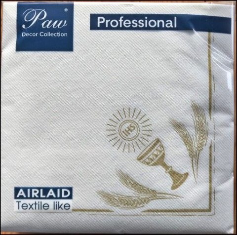 Serwetki airlaid 40x40 my first communion złoty plastik [mm:] 400x400 Paw (aan005409) Paw