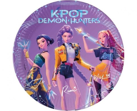 Talerz jednorazowy K-POP DEMON HUNTERS papier śr. 230mm 8 szt Godan (98638) Godan