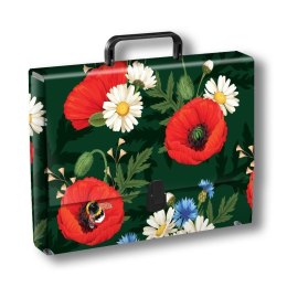 Teczka kartonowa na zatrzask KWIATY POLSKIE T0127 MAKI w zieleni A4 mix Penmate (TT9418) Penmate
