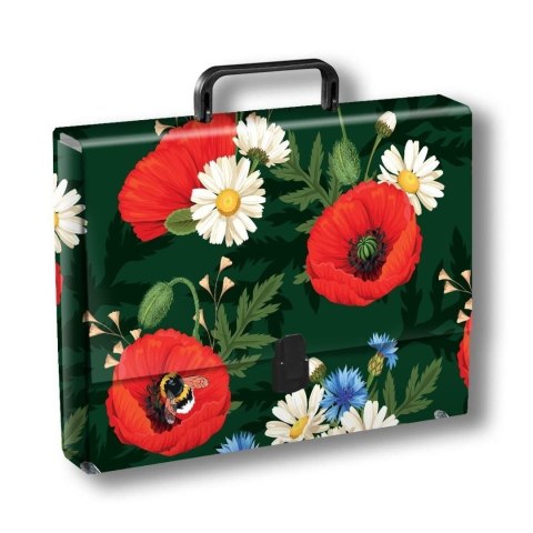 Teczka kartonowa na zatrzask KWIATY POLSKIE T0127 MAKI w zieleni A4 mix Penmate (TT9418) Penmate